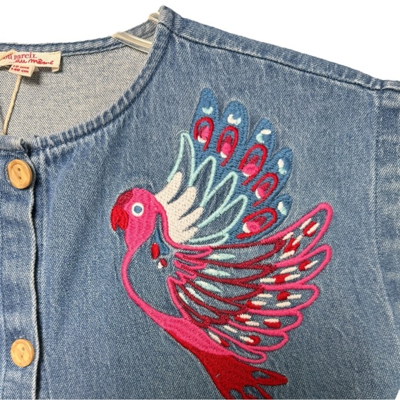 DU PAREIL AU MÊME Embroidered Denim Bird Dress Girl’s 10 Yrs (140 cm) DPAM - Picture 3 of 7